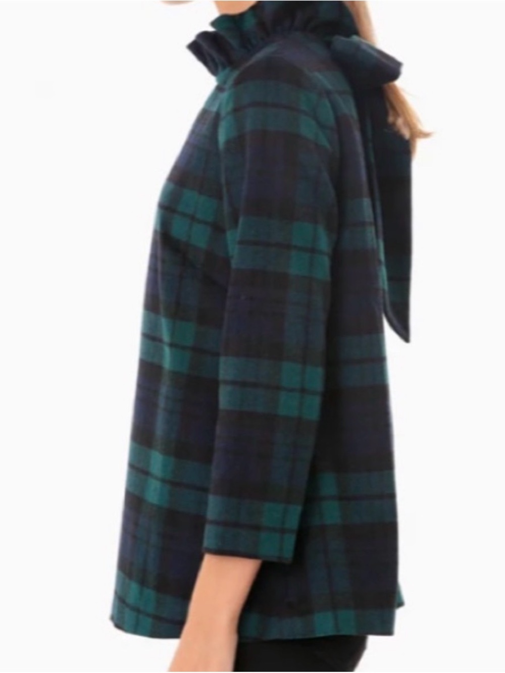 Tuckernuck Black and Green Plaid Ruffle Mock-Neck Tunic - Picture 4 of 8